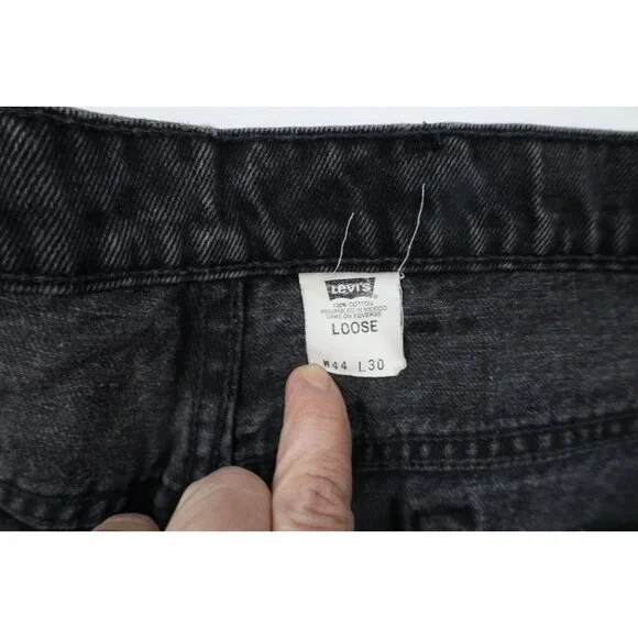 Vintage 90s Levis 545 Mens 44x30 Distressed Loose Fit Wide Leg Denim Jeans Black